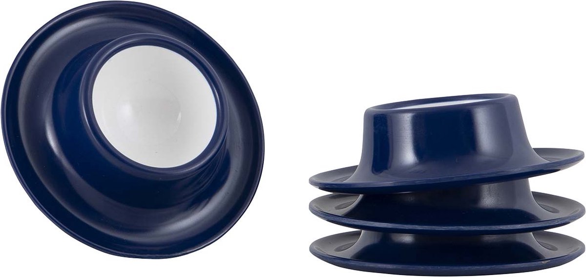 Gimex - solid line - eierdop - blauw & wit - 4 stuks