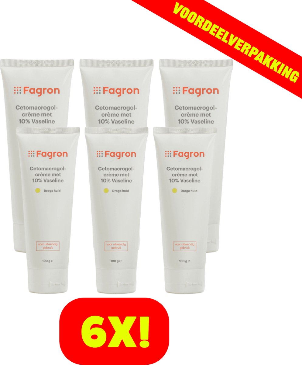 Goedkoopste 6x Fagron Cetomacrogolcrème Met 10 Vaseline - 100 ml - Voordeelverpakking!