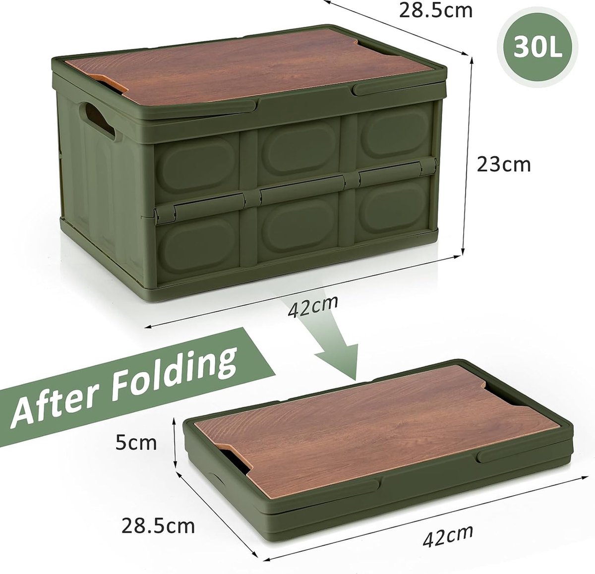 Duroecsain Opvouwbare campingbox, opbergdoos, 30 liter, opbergdoos met