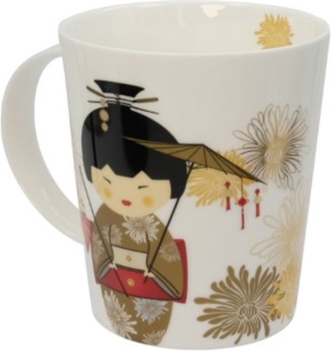 Eigenart Cupti Mok 500ml Geisha Gold - porseleinen theemok - gouden geisha - lichtgewicht porselein