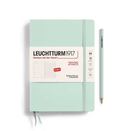 Foto: Leuchtturm1917 weekly planner notebook a5 medium 12 maanden 2025 hardcover mint green