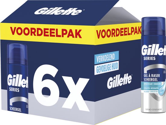 Foto: Gillette series verkoelende scheergel met eucalyptus voordeelverpakking 6 x 200ml