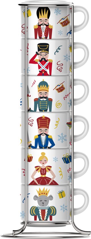Bialetti 6 stapelbare mokken - Nutcracker