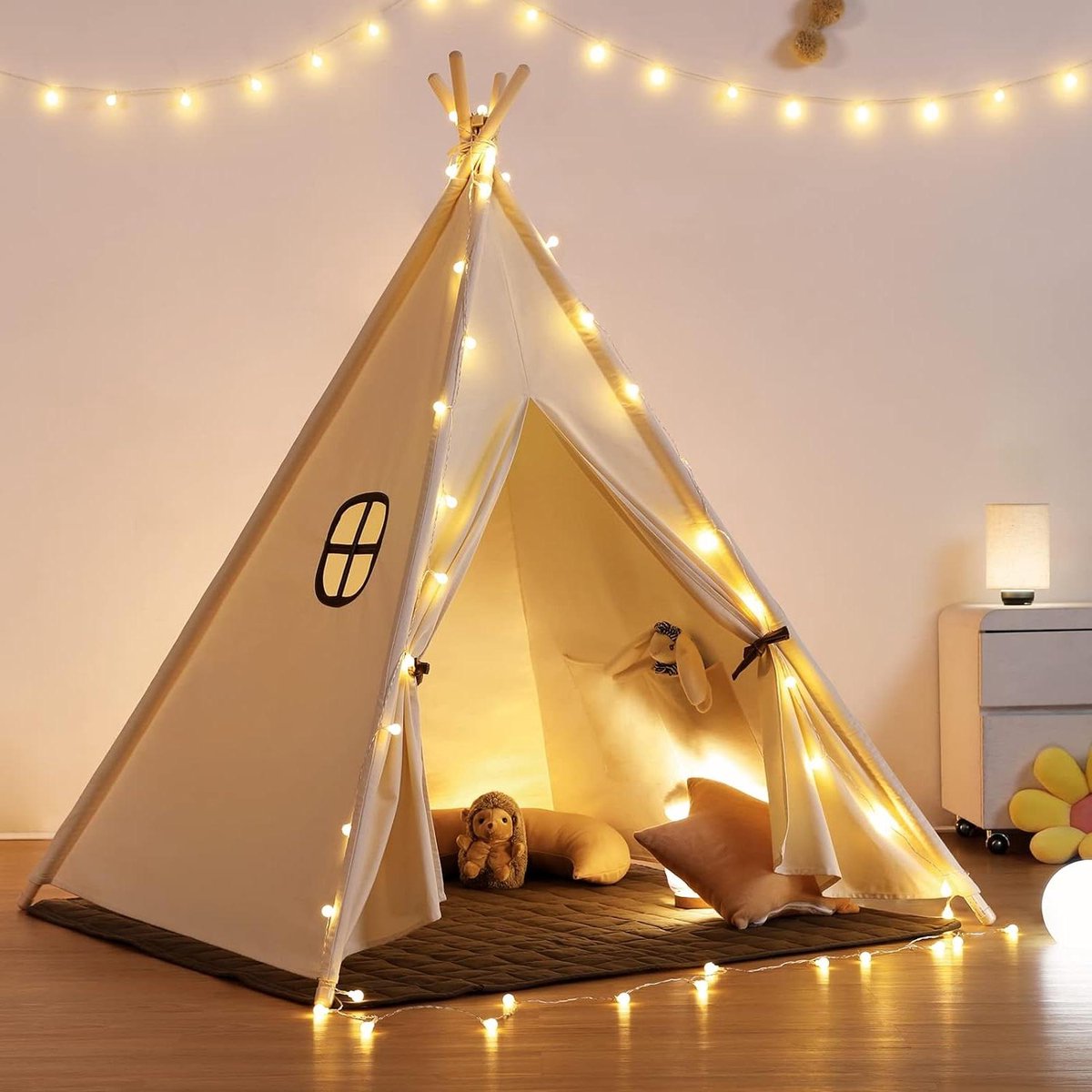 Tipi Tent kinderen meisjes outdoor speeltent voor binnen wit Tipi Tent kinderen