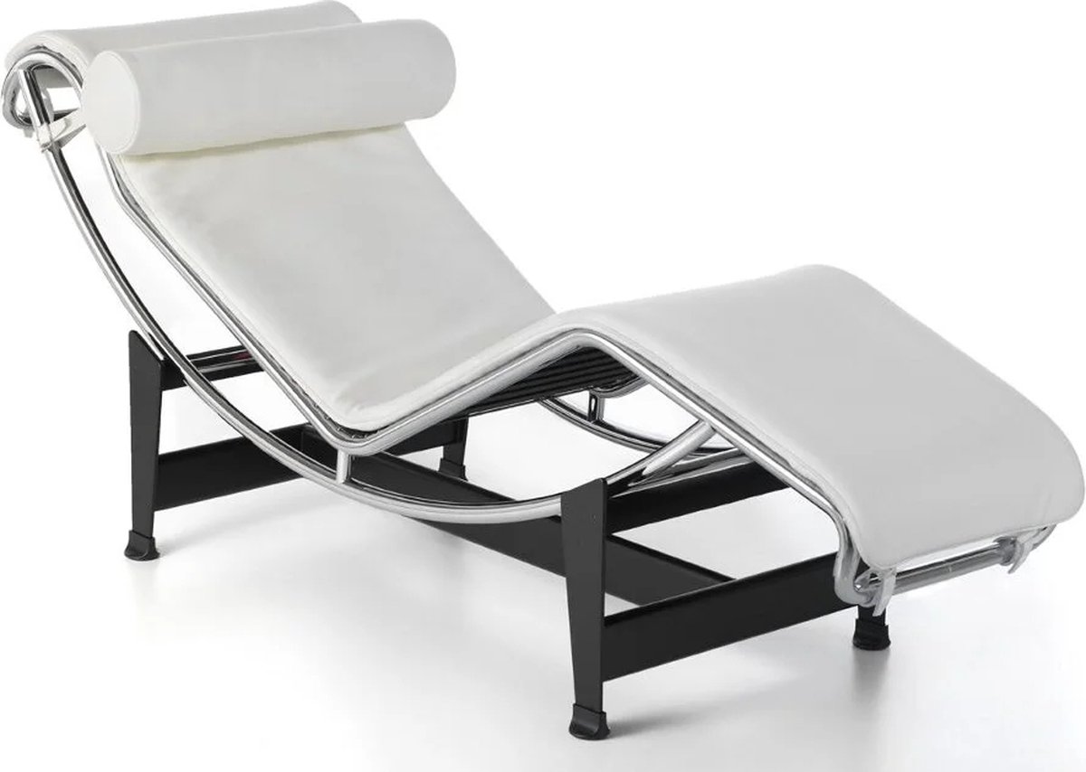 Chaise Longue - Fauteuil - Ligstoel - Ligbed - Stoel - Wit - Leer - Verstelbaar - Design