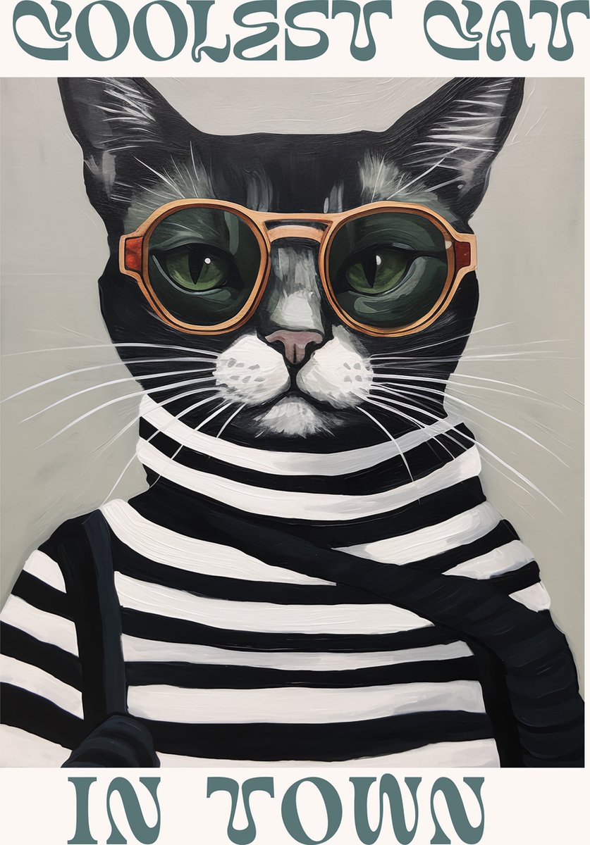 Coolest Cat in Town Poster - 50x70 cm