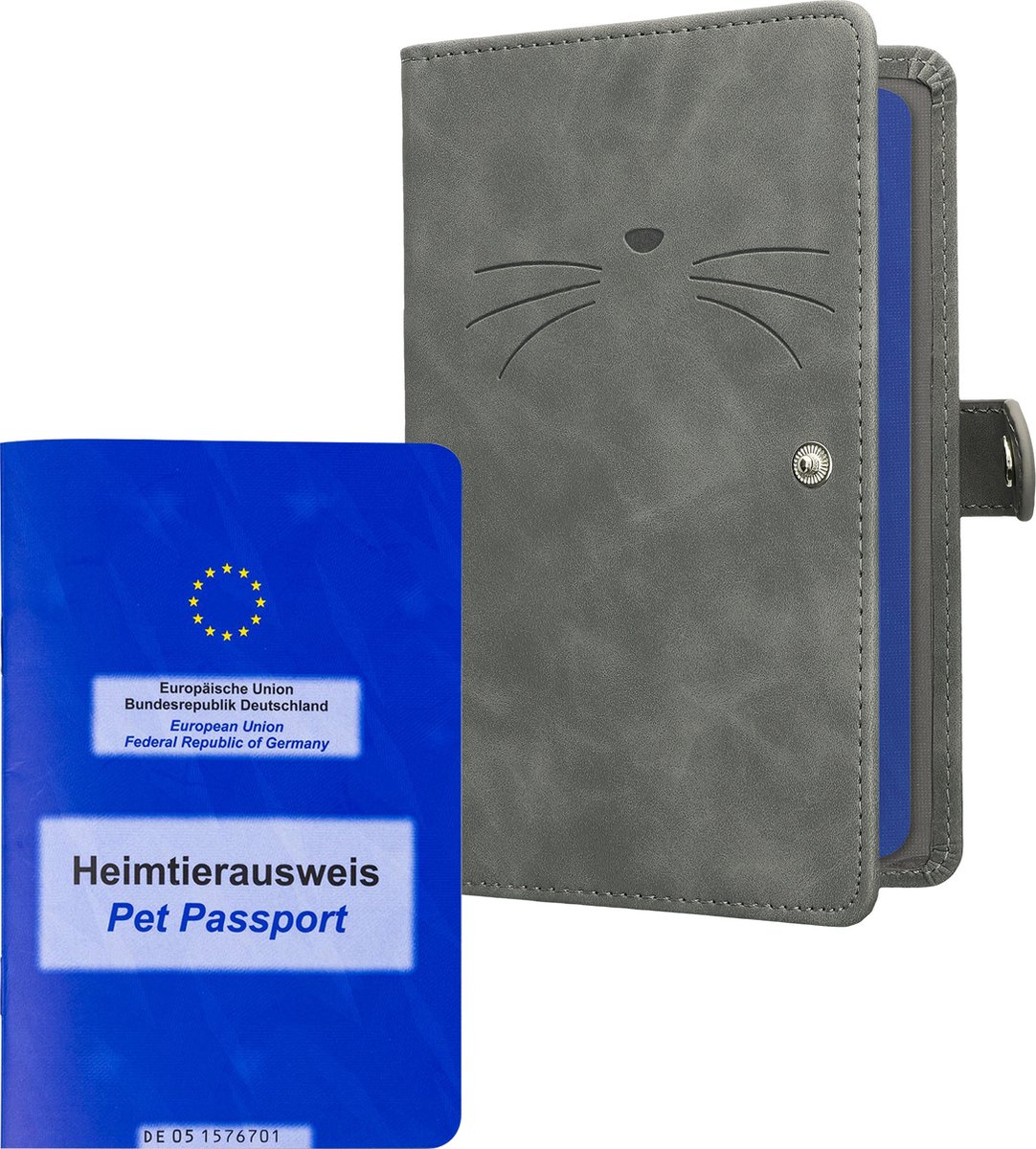 kwmobile hoes EU dierenpaspoort voor je huisdier - Cover Europees vaccinatiepaspoort huisdier - Met 2 extra opbergvakken - Synthetisch nubuckleer