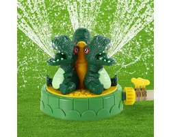 Dinosaur Sprinkler for Kids-Fun Outdoor Water Toy with 2 Hose Clamps 3 Nozzles-Summer Play Water Toys for Backyard-Lawn Garden Game Activities-Pet Boys Girls Green