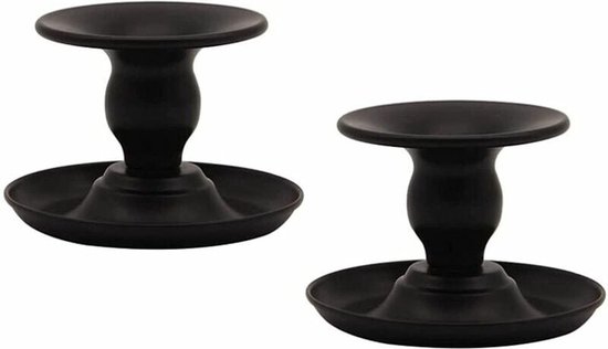 Kaarshouder Kerst verjaardagsfeestje 9,5*6,5 cm 2 stuks zwart