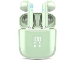 Draadloze Oortjes met LED Display - Bluetooth 5.3 - Groen - Volledig Draadloos - Oordoppen met Microfoon - Oordopjes Bluetooth - Earbuds