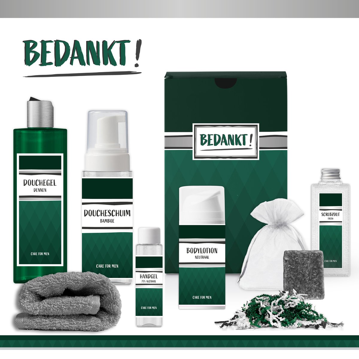 Goedkoopste Geschenkset “Bedankt!” - 7 producten - 850 gram | Giftset voor hem - Luxe wellness cadeaubox - Dankjewel Cadeau Man - Cadeaupakket Deluxe - Collega - Medewerker - Vriend - Zorgwerker - Vrijwilliger - Docent - Meester - Coach - Leider - Trainer Groen