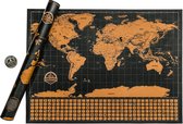 UNEARTH® Luxe Wereldkaart - Scratch Map - Kras Wereldkaart - Met kras muntje - XL 75 x 55cm - 210 Vlaggen