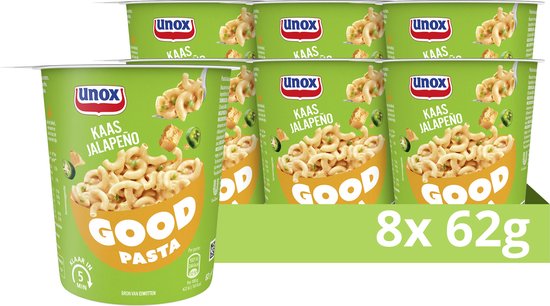 Unox Good Pasta - Kaas Jalapeño - 8 x 62 g - Voordeelverpakking