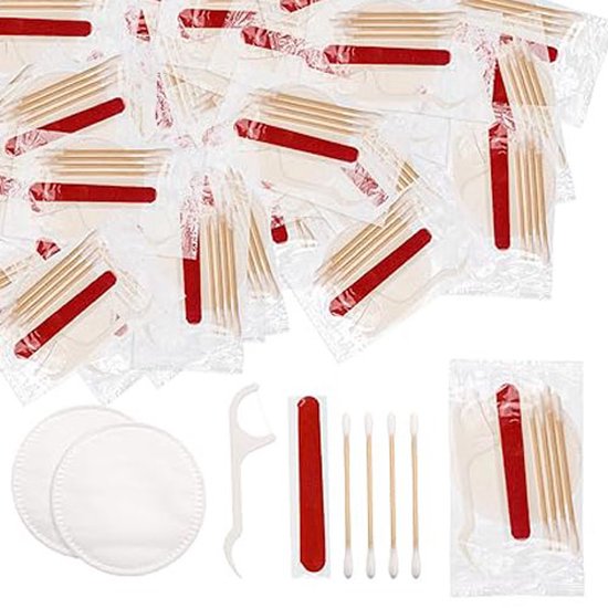 200 Hotel-Toilettenkits – Wattepads, Stäbchen & Nagelfeilen, Plastikfrei Verpackt