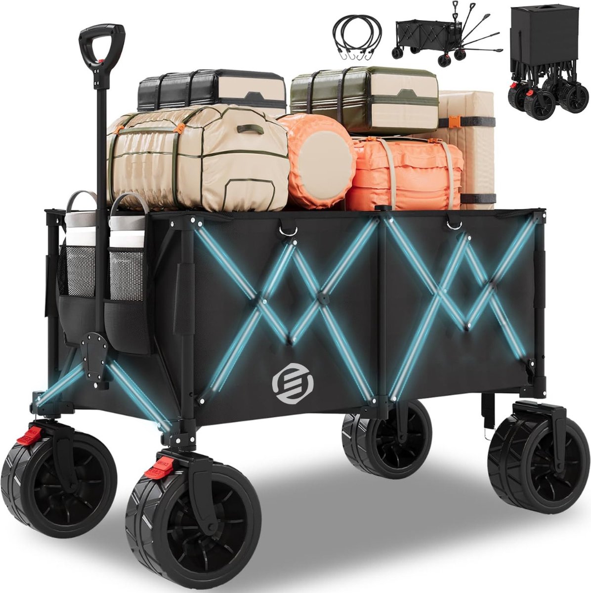 Equivera Bolderkar - Opvouwbare Bolderkar - Bolderwagen - Draaibare Wielen - Meerdere Standen - Strandkar
