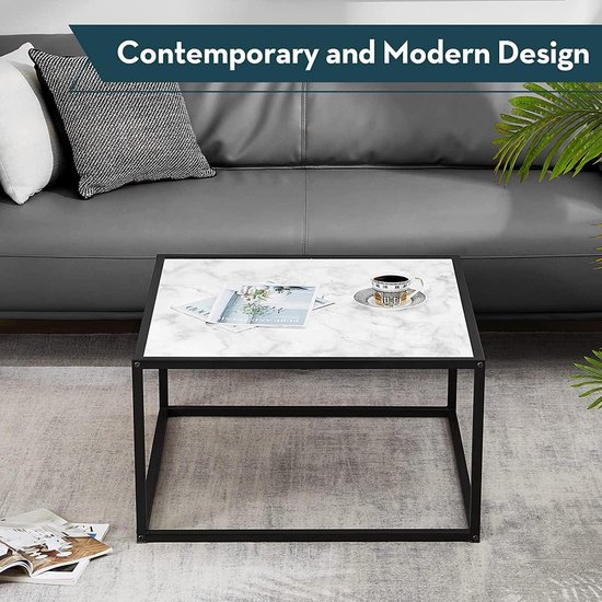 Hioshop Dicte salontafel set 2 stk marmer decor zwart | Leen Bakker