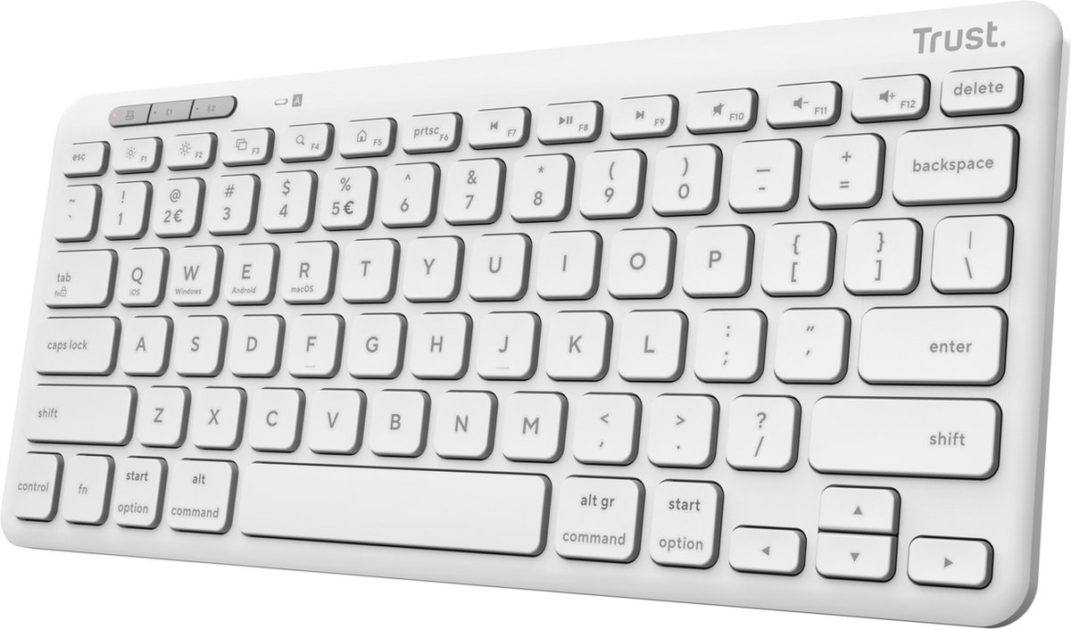 Trust Lyra - Draadloos Toetsenbord - Multi connect - Oplaadbaar - Qwerty US - Wit