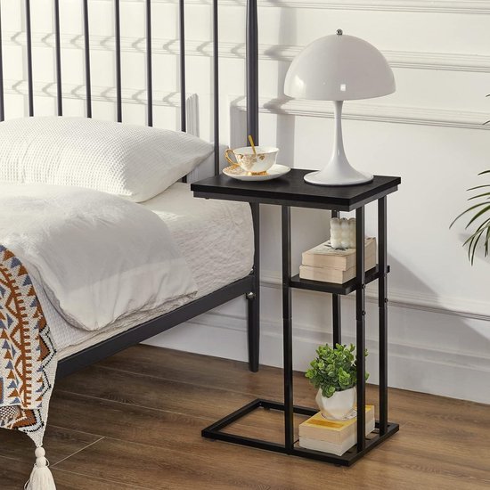 Table d'appoint table basse en forme de C élégante petite table basse design industriel lot de 2 table de canapé - 40 x 26 x 615 cm - salon chambre - noir HST004B-2 - mobilier moderne