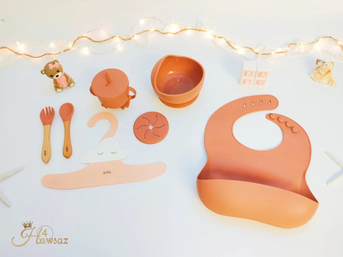 Goedkoopste Kinderserviesset - Kraamcadeau met naam - Hawsaz.nl cadeau - Babygeschenkset - kinderbestek - Baby eten - Baby verzorging - Geboortecadeau - Kraampakket - Babyshower cadeau - Cadeau voor jongens en meisjes - Baby en Peuter - Siliconen Kinderservies