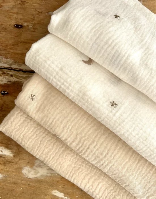 Lieve Muis - Hydrofiele doek XL - Maan - Ster - Beige — afbeelding 4