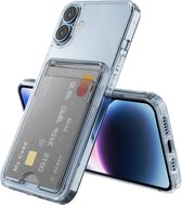 Coque adaptée pour iPhone 16 avec Porte-Carte Transparent - Avec Porte-Carte - Crystal Clear - Coque Rigide