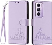 Convient pour Oppo Reno 12 Pro 5G - Étui portefeuille en cuir magnétique - Porte-cartes - Book Case - Violet