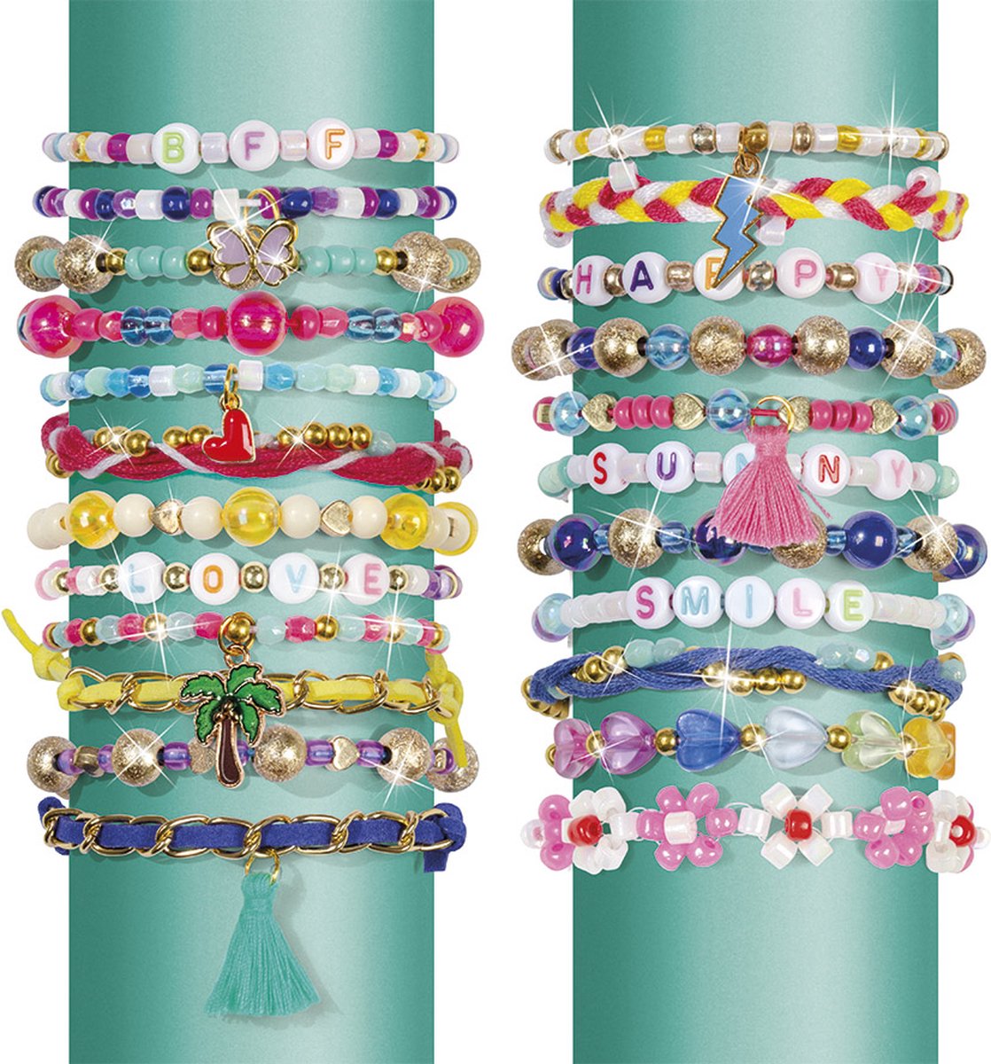 Totum XL armbandjes knustelset - 50 armbandjes maken 1700+ stuks - Design & Shine Happy Bracelets Fashion knutselset cadeau tip creatief speelgoed meisjes vanaf 6 jaar — afbeelding 7