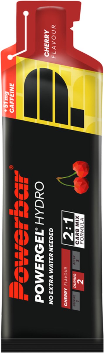 Powerbar PowerGel Hydro (24x67ml) Cherry (with caffeine) - Energie & Uithoudingsvermogen - Energie Gels — afbeelding 2