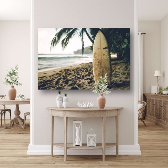 Tableaux planche de surf - Tableau Object - Peinture sur toile Plage - Tableau Vintage - Peintures toile - Décoration chambre toile 70x50 cm