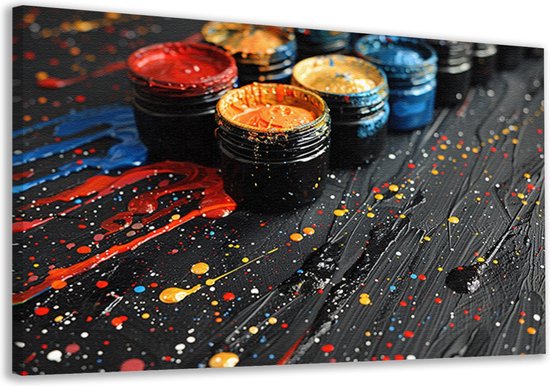 Potten portret - Keukenbenodigdheden schilderijen - Canvas schilderij Tafel - Woonkamer decoratie industrieel - Canvas schilderij woonkamer - Woonkamer decoratie canvas 60x40 cm