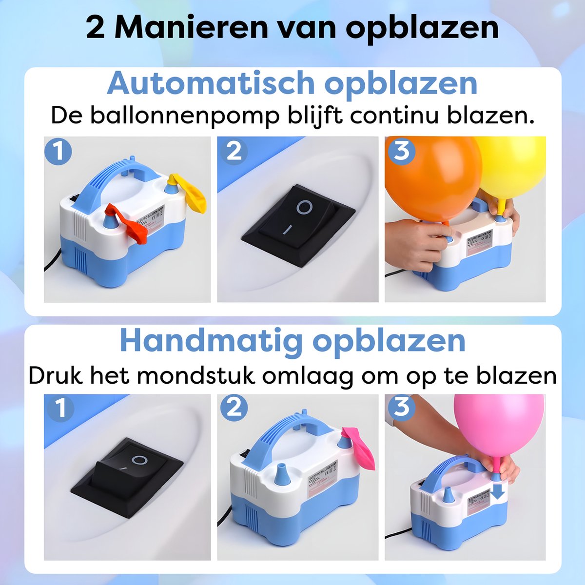 Elektrische Ballonnenpomp - Snel Feest Ballonnen Opblazen - Ballonnenboog Ballon Pomp - Verjaardag Versiering Decoratie - Blauw — afbeelding 6