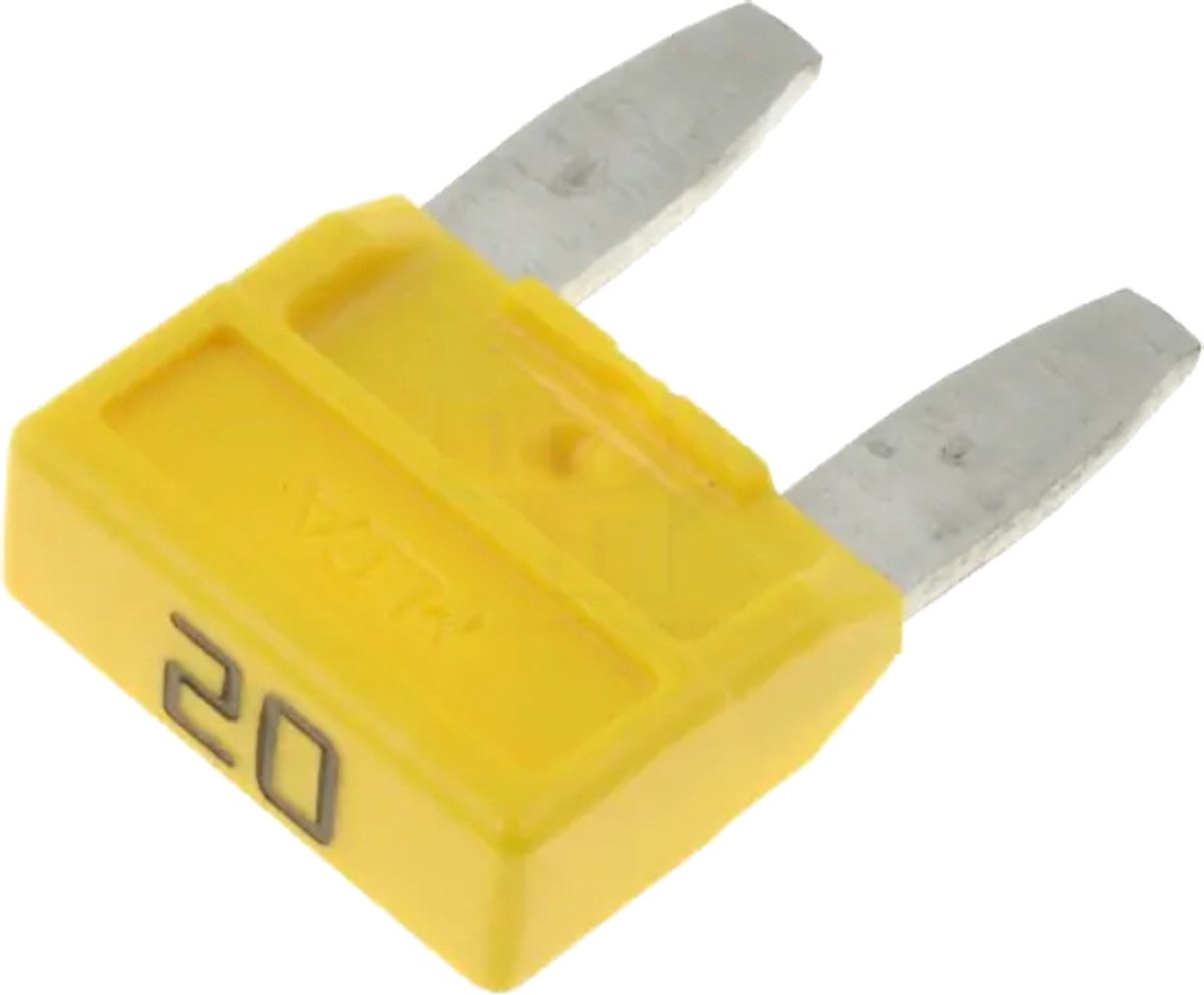 Mini Autozekering - 20 Ampere - Geel - 10 stuks