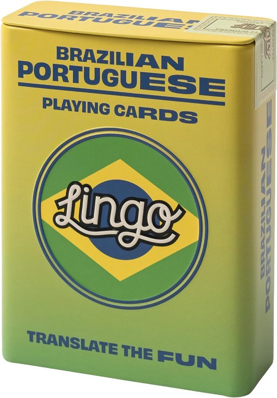 Foto: Lingo braziliaans speelkaarten in blikken doos speelkaarten taal leren spel set leuk visueel flashcard deck om jong en oud leer duits de woordenschat en uitspraak vaardigheden te verhogen 52 essenti le vertalingen reizen spel