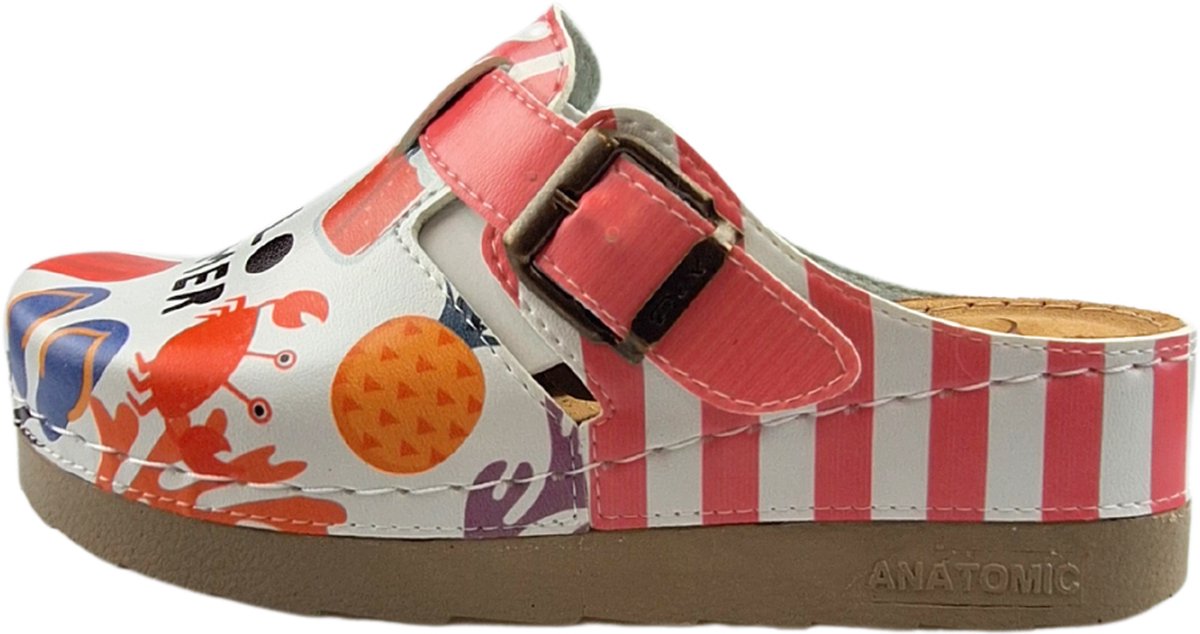 Dina Medische klompen met gesp - Werkklompen - Zorgklompen - PU klompen met kunststof zool - Dames klompen - Hello Summer! - Vrolijke clogs voor de zomer - maat 37