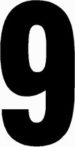 Cijfersticker - zwart  - 10 x 5 cm  -  Kliko - brievenbus - deuren - containers  - voorraadbakken  - ramen -  nummer 9