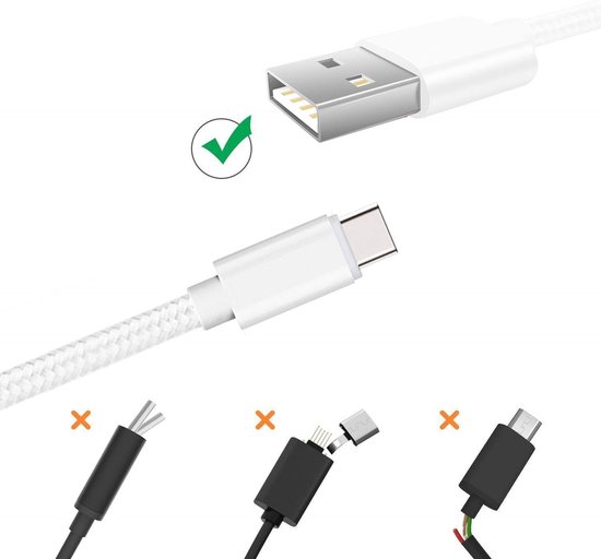 2x Câble M3 C X4 USB A Nylon NFC Argent Blanc - 1 mètre - Câble de Charge pour Xiaomi POCO