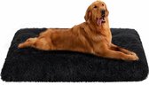 Huisdier hondenbed groot wasbaar pluche kattenbed matras - antislip hondenmat - geschikt voor kleine, middelgrote en grote honden - 94 x 63 cm zwart fluffy dog ​​bed