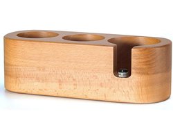 Koffiefilter Houder - Sabotage Station met 3 Gaten - Espresso Mat Stand en Anti Slip Houten Basis