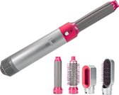 Luxoo Airstyler Fer à friser 5 en 1 - Brosse sèche-cheveux multistyler - Cheveux courts et longs - Argent rose