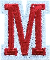 Alfabet Letter Embleem Strijk Patch Rood Wit Letter M / 3.5 cm / 4.5 cm