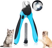 YYchan Professionele Nagelknipper Hond en Kat - met Nagelvijl en Veiligheidsstop - met LED-lampen - Nagelschaar Hond - Nagelschaar Kat - Blauw