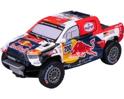 foto van Nikko RC Auto - Dakar Night Mode: Toyota Gazoo Racing - 9 km/h - Led Verlichting - voor kinderen vanaf 6 Jaar - Blauw/Rood 1:18