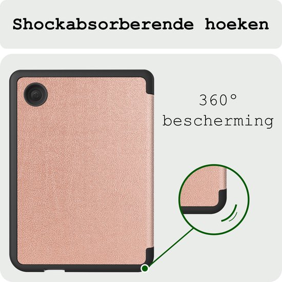 Hoes Geschikt voor Kobo Clara BW Hoesje Bookcase Cover Hoes - Hoesje Geschikt voor Kobo Clara BW Hoes Cover Case - Rosé Goud van CaseBoutique — afbeelding 5