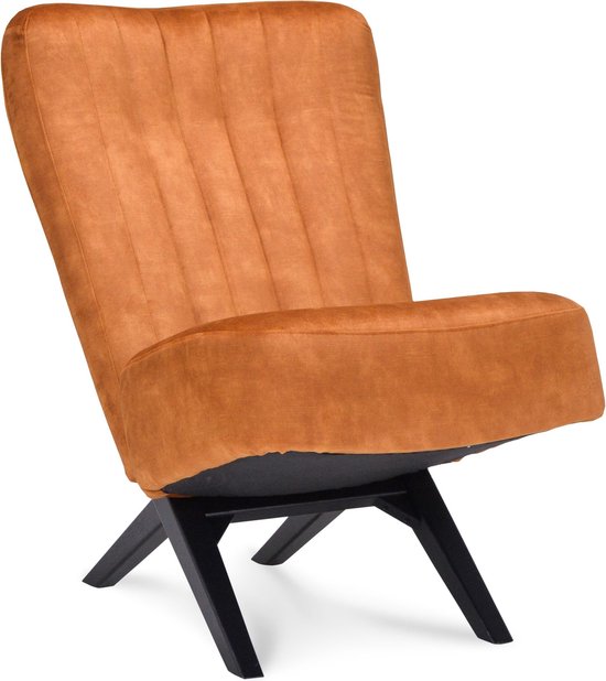 Fauteuil Dave Stof Adore Cognac 28 Poot Black