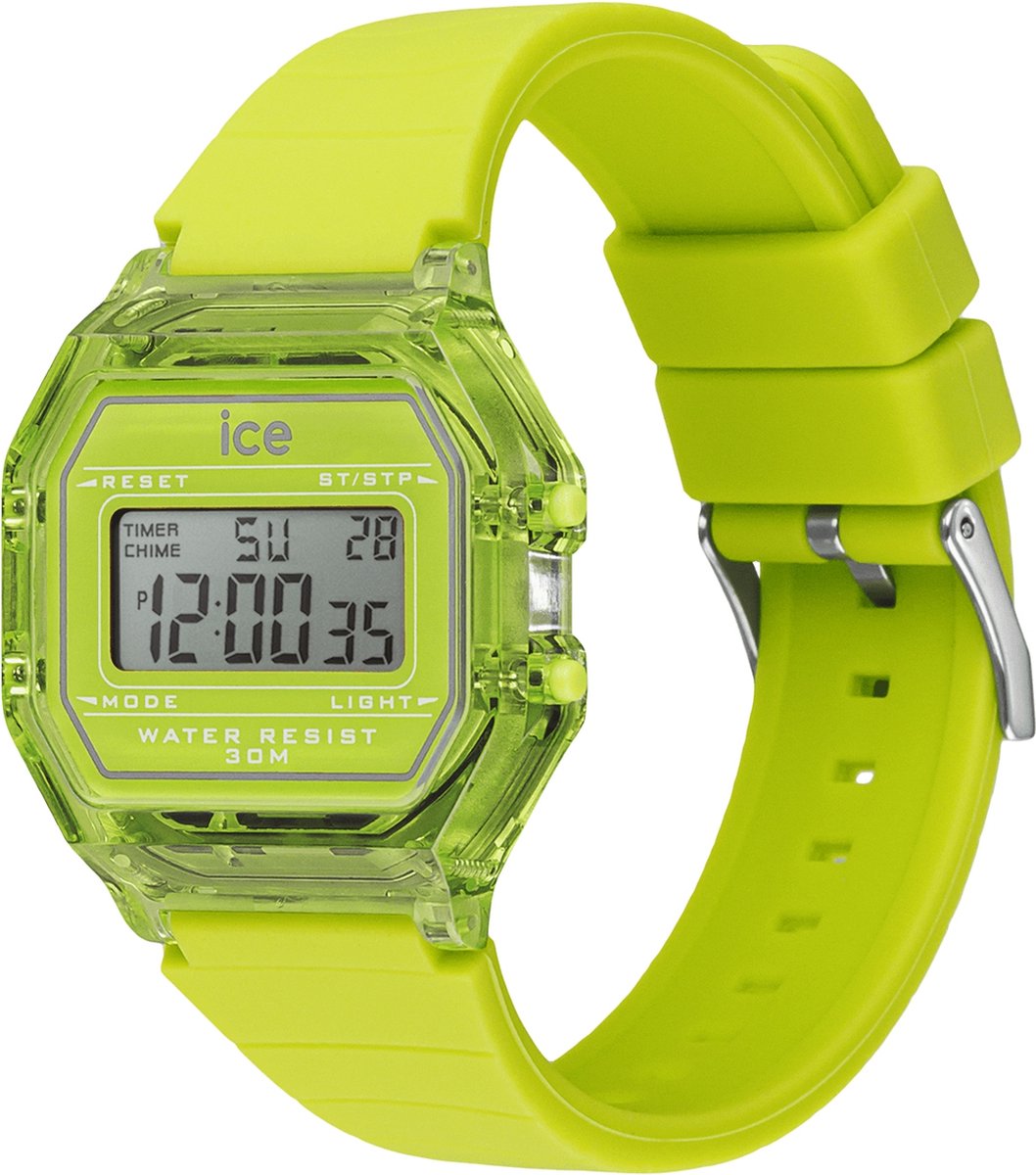 Ice Watch ICE digit retro - Green lime - Clear 022890 Horloge - Siliconen - Groen - Ø 33 mm