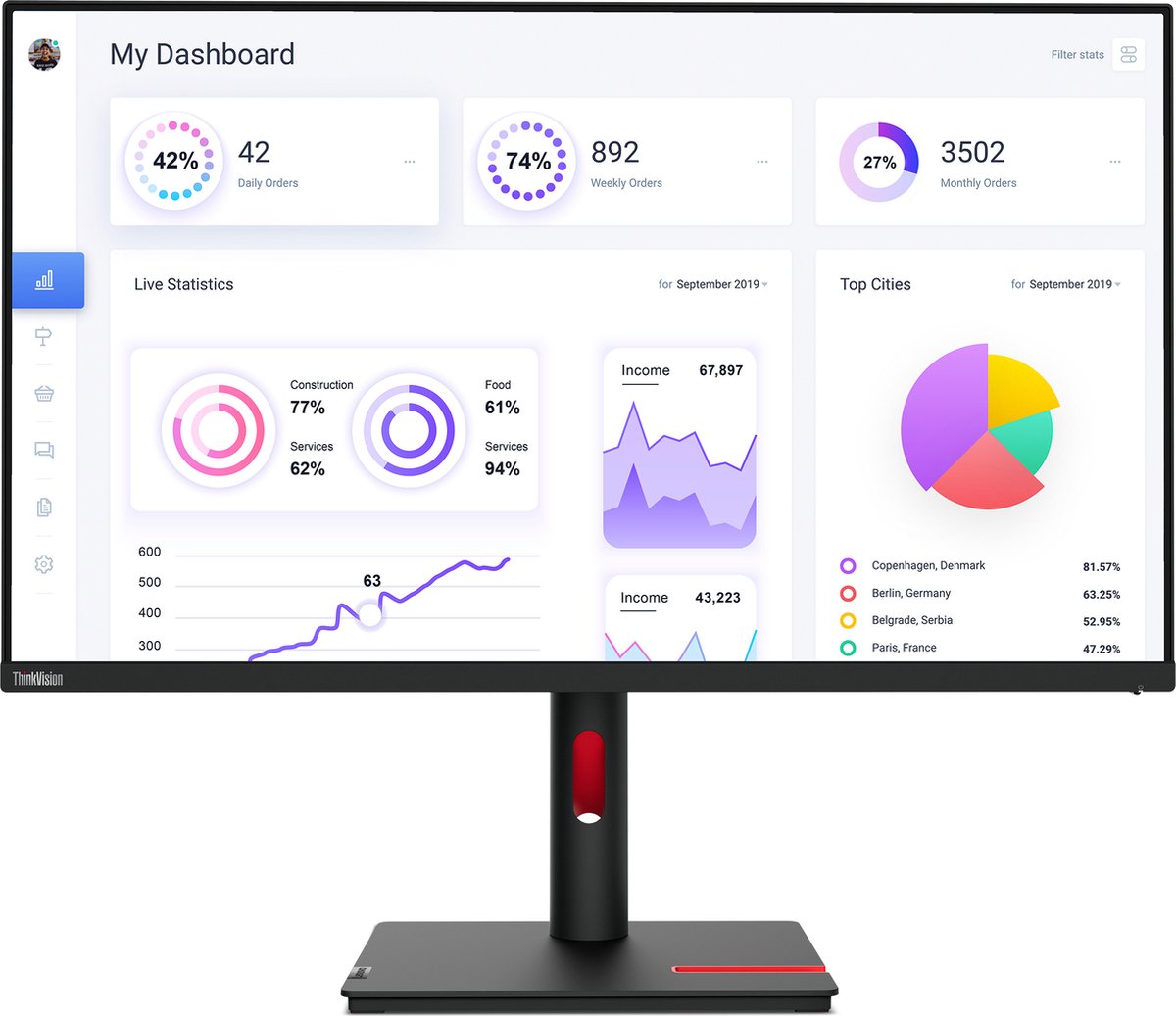 Lenovo ThinkVision T32p-30 LED-monitor Energielabel F (A - G) 80 cm (31.5 inch) 3840 x 2160 Pixel 16:9 4 ms DisplayPort, Audio-Line-out, HDMI, USB-C, USB 3.2 Gen 1 IPS LED