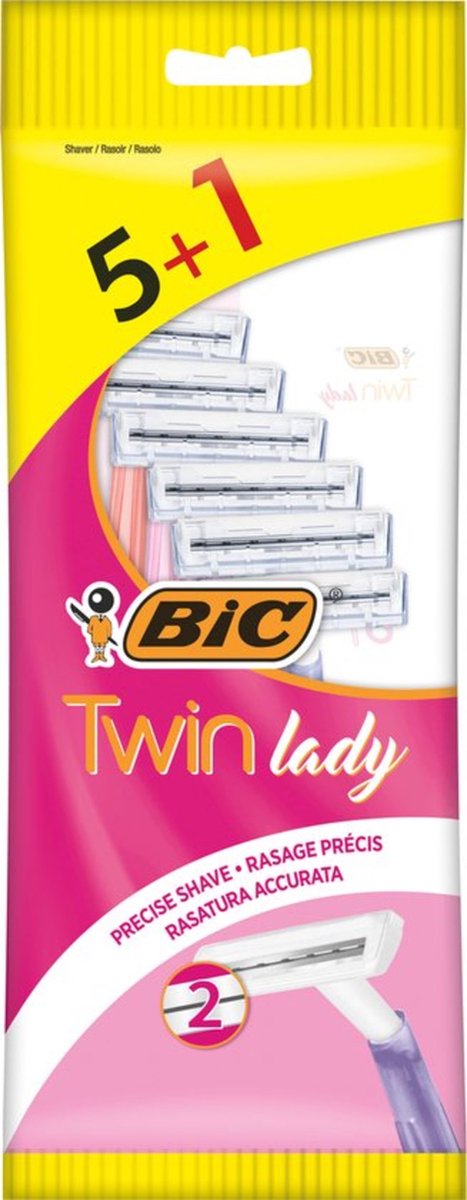BIC x8 Twin Lady Wegwerpscheermesjes voor vrouwen Zakje van 5+1