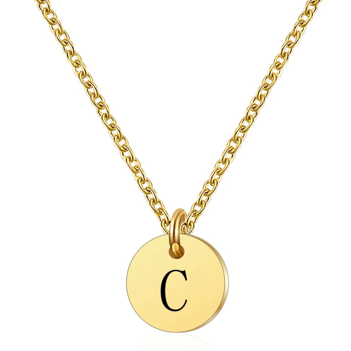 Marama - ketting letter C - RVS-Gold Plated - dames - cadeau - goud - ronde hanger - collier - luxe geschenkverpakking