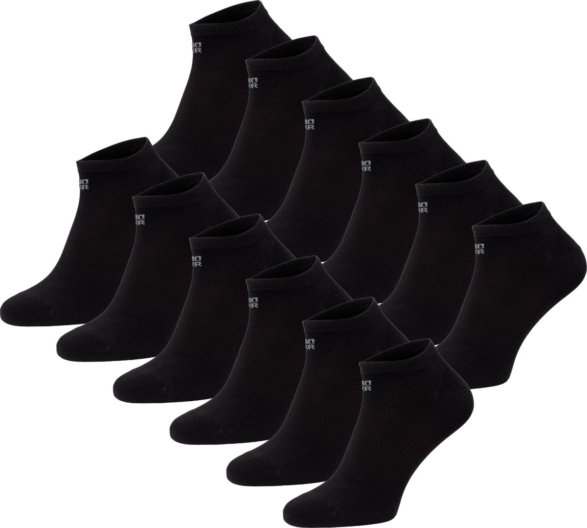 BOXR Underwear - Bamboe Sneaker Sokken - Bamboe Enkelsokken Dames & Heren - Zijdezacht - Thermo Control - Korte Sokken - 12 Paar - 47/49 - Zwart