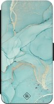 Casimoda® bookcase - Geschikt voor iPhone 15 Pro - Hoesje met pasjeshouder - Marmer mint groen - Mint - Kunstleer
